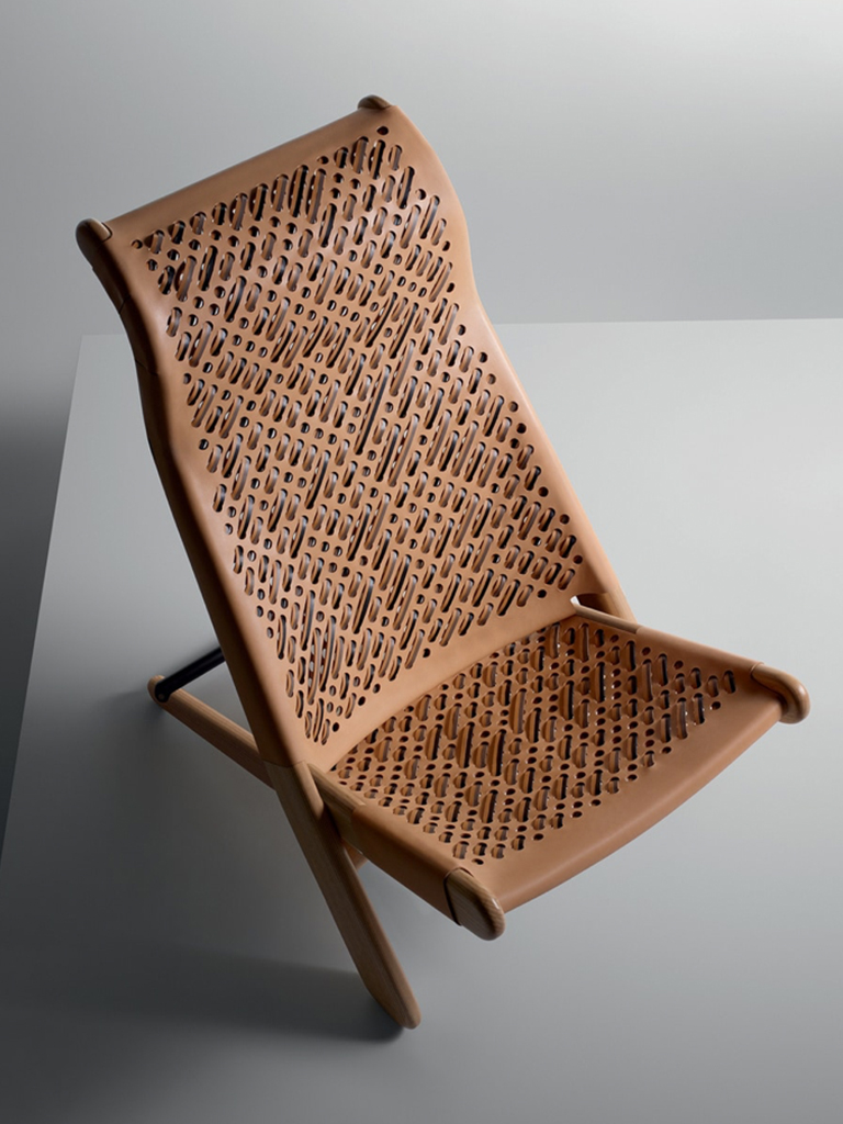 Modern, foldable chair designed for Louis Vuitton.