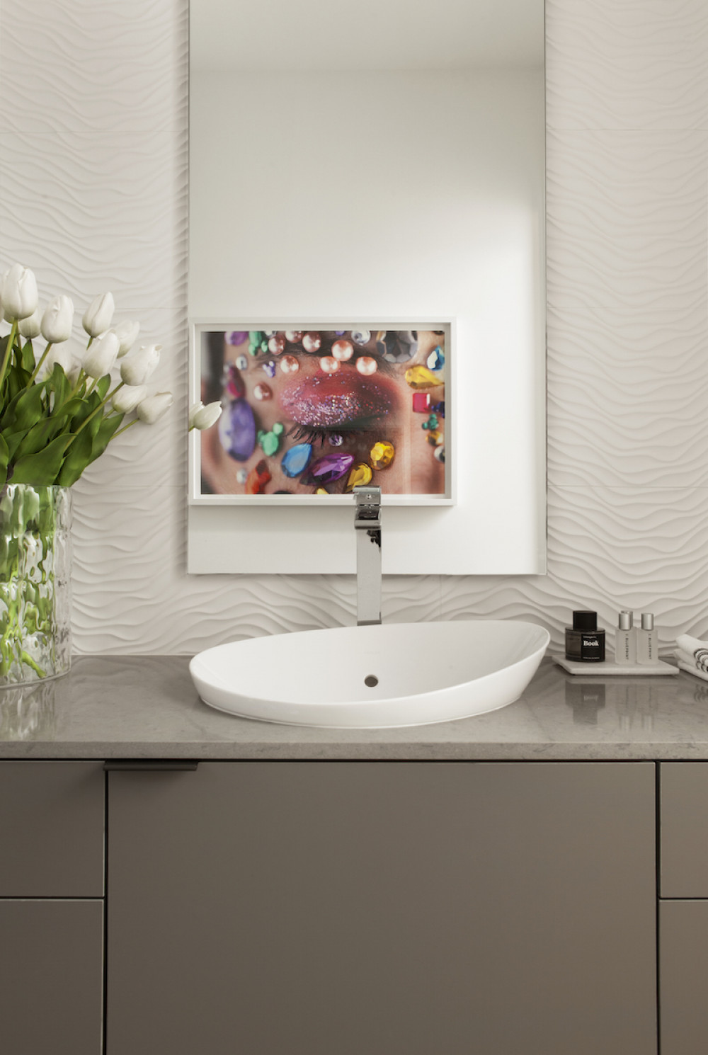 angled-bathroom-sink-colorful-wall-art-bathroom-design