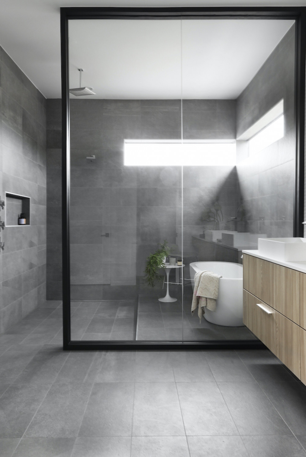 gray-tile-bathroom-design-glass-shower-wall
