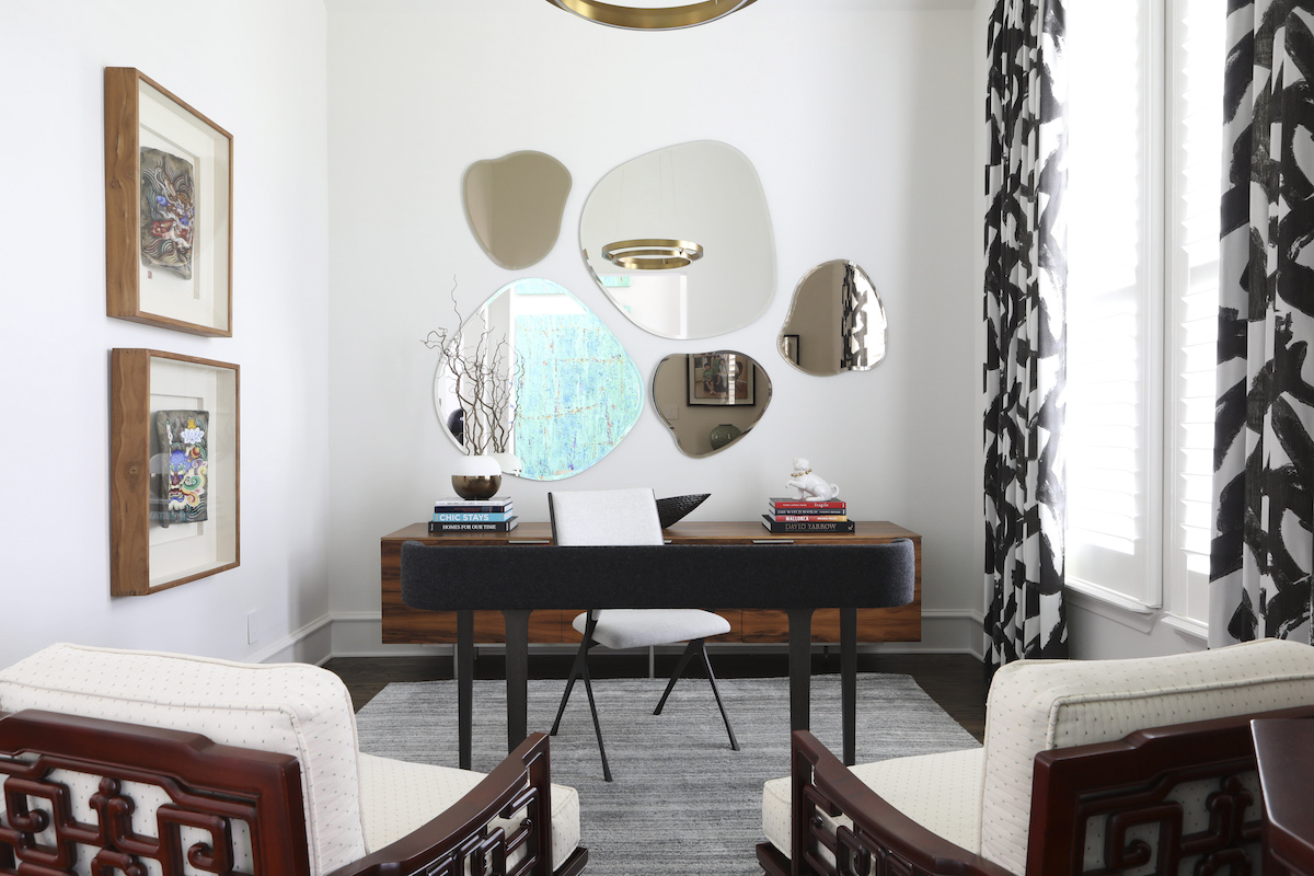 home-office-study-geometric-hanging-mirrors-dallas-tx