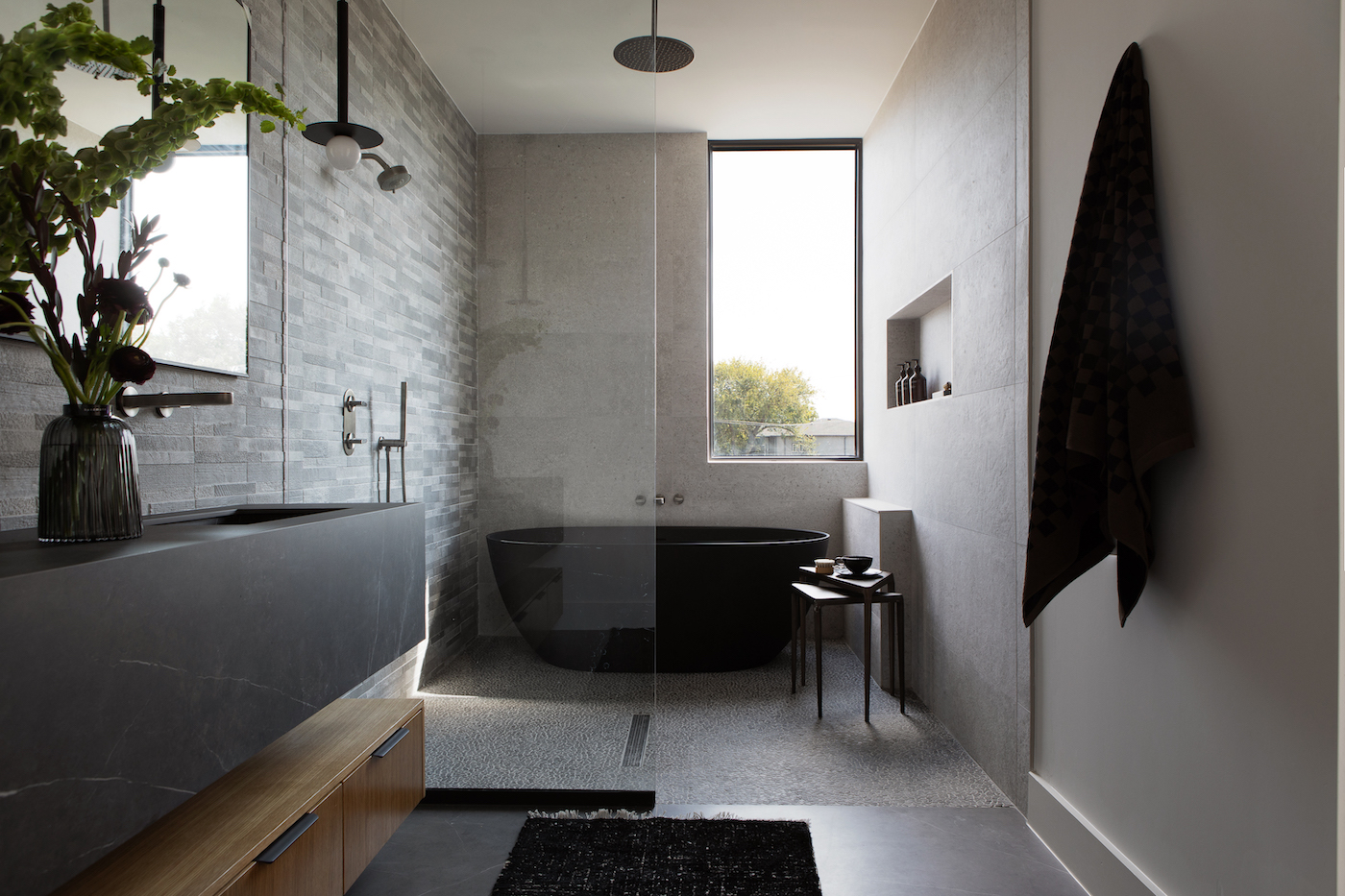black-bathroom-window-wooden-furniture-dallas-tx